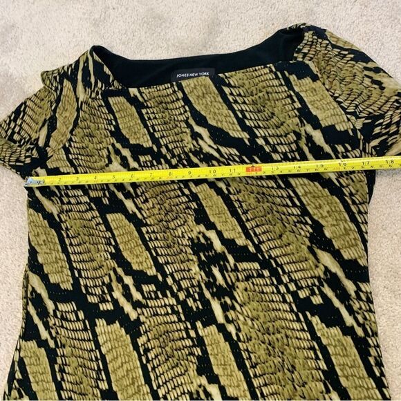 𝅺JONES New York green snake print long sleeve midi dress Sz 6 stretchy - Picture 10 of 11
